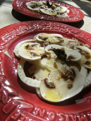 Recette Carpaccio de fenouil et champignon en anchoïade