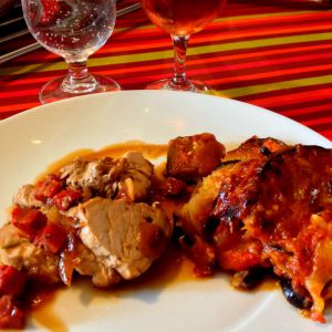 Recette Filet mignon de porc au chorizo et Pineau, aubergines à la parmigiana