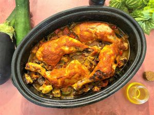 Recette Cuisses de poulet et légumes marinées au four