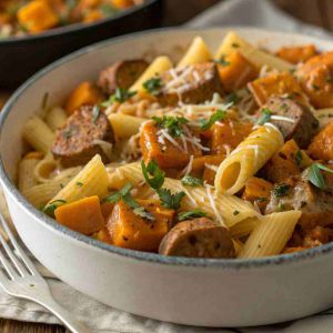 Recette Butternut Squash Sausage Pasta Bake – Fall Comfort Food