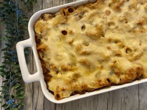 Recette Gratin de pâtes à la saucisses et aux champignons