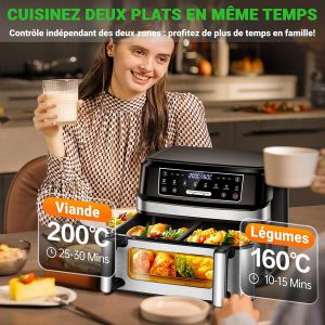 Recette Essai : friteuse à air 12L, grand double compartiment sans huile