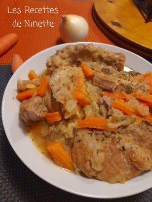 Recette Rouelle de porc confite aux oignons doux et carottes