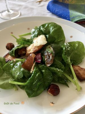 Recette Salade d’épinard, datte et noisette