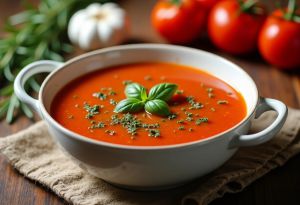 Recette Évasion gustative : recette de soupe à la tomate aux herbes aromatiques