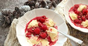 Recette Chaud-froid de framboises et glace à la vanille