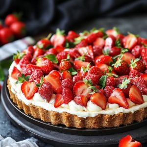 Recette Délicieuse Tarte aux Fraises et Spéculoos sans Cuisson : Votre Dessert Irésistible en Seulement 20 Minutes !