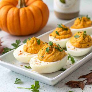 Recette Creamy Pumpkin Deviled Eggs – Fall Appetizer Recipe