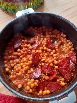 Recette Pois chiches aux tomates et chorizo