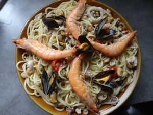 Recette Spaghettis à l?ail et aux fruits de mer