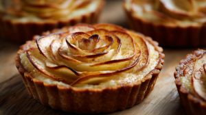 Recette Tartelette aux pommes rôties, crème pâtissière à la cannelle et pâte sablée au café