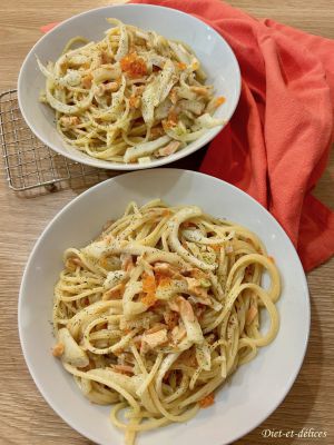 Recette Spaghetti au saumon fumé et au fenouil