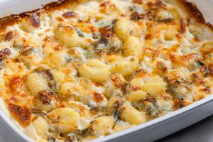 Recette Gratin de Gnocchis au Fromage Bleu et Champignons