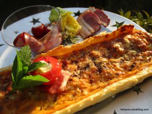 Recette Tarte feuilletée au confit de ratatouille /magret de canard / parmesan