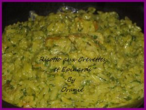 Recette Risotto aux crevettes et epinards