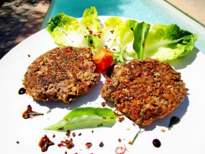 Recette Steak vegan/Végétarien - fruits secs - légumineux et feuilles de baobab