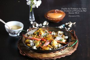 Recette Paëlla de pommes de terre au poisson et fruits de mer, sauce aïoli