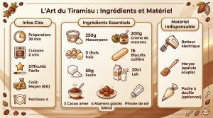 Recette Tiramisu lait chocolat et crème de marrons : recette facile