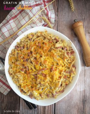 Recette Gratin de macaroni bacon et cheddar