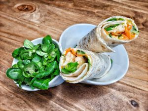 Recette Wrap poulet, curry et crudités