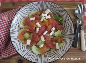 Recette Salade fraicheur d'avocat, concombre et truite fumée au pamplemousse