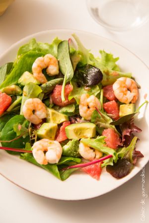 Recette Salade avocat, pamplemousse et crevettes