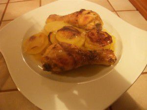 Recette Pommes de terre boulangeres et cuisses de poulet