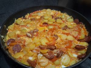 Recette Tortilla d'oignons au chorizo