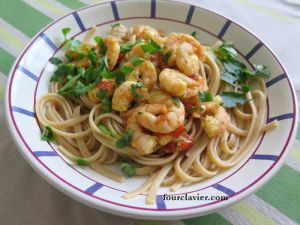 Recette Linguine aux crevettes aillées