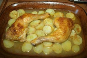 Recette Cuisses de poulet au parfum indien au four lit de pommes de terre