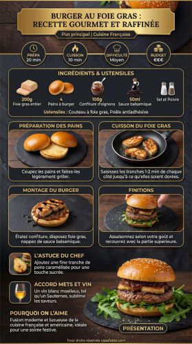 Recette Burger au foie gras : recette gourmet et raffinée