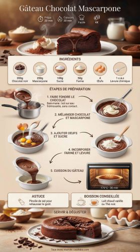 Recette Gâteau chocolat mascarpone