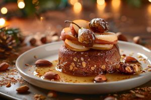 Recette Entremets de Noël Amandes, Dattes, Marrons et Poire