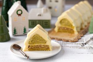 Recette Bûche au chocolat blanc et pistache