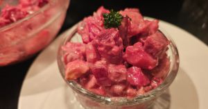 Recette Salade de pommes de terre et betterave