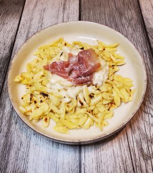 Recette Spaetzle poêlées crème de parmesan et Prosciutto - Recettes autour d'un ingrédient #128