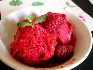 Recette Sorbet express a la framboise (light, vegan et sans sorbetière)