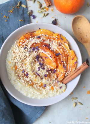 Recette Porridge quinoa, orange, cannelle et cardamome (sans gluten, vegan)