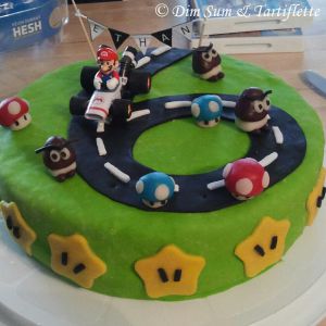Recette Gâteau Mario Kart en damier et pâte à sucre
