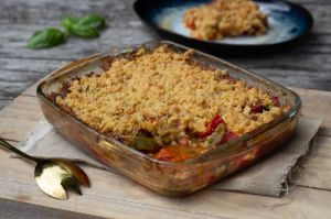 Recette Crumble végétarien poivrons tomates