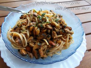 Recette Spaghettis et courgette aux fruits de mer
