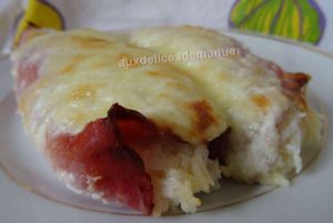 Recette Gratin de riz crémeux au jambon, fromage frais et tomates confites