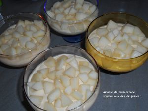 Recette Mousse de mascarpone vanillée aux dés de poires