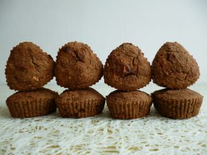 Recette Muffins cacao chicorée pomme coco avec muesli au sarrasin (diététiques, végans, sans gluten, sans beurre et sans oeufs)