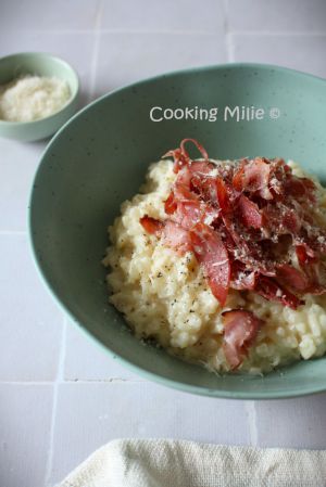 Recette Risotto crémeux façon carbonara