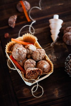 Recette Amaretti aux noisettes cacao et orange confite