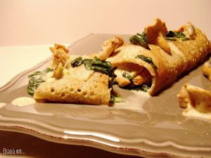 Recette Crêpes aux girolles, épinards & mascarpone