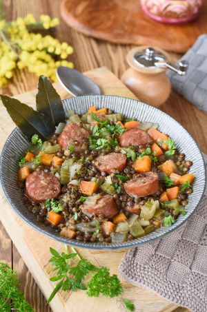 Recette Potée rapide lentilles saucisse