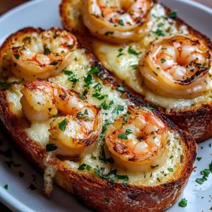 Recette Découvrez comment préparer un irrésistible Pain à l’Ail avec Crevettes Grillées et Fromage fondu : la recette incontournable !