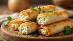 Recette Découvrez mes roulés ultra croustillants à la pâte filo, l’apéro parfait prêt en seulement 15 minutes !